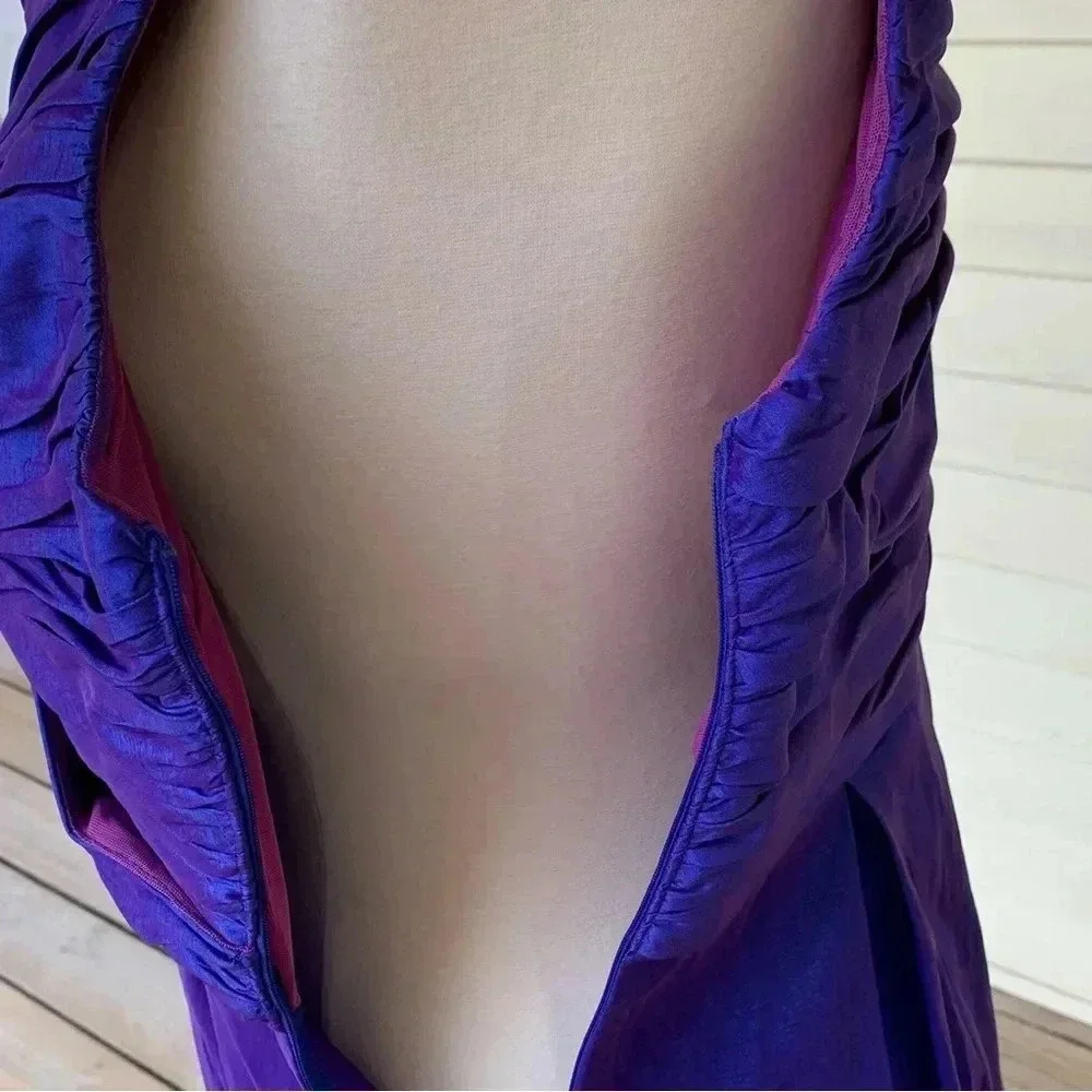Calvin Klein Taffeta Cocktail Party Dress 12 Iridescent Blue & Purple Night